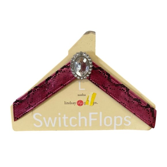 Lindsay Phillips SwitchFlops Strap Sasha Sz Lg 9 10 11 Pink Snake Skin Print - Picture 1 of 5